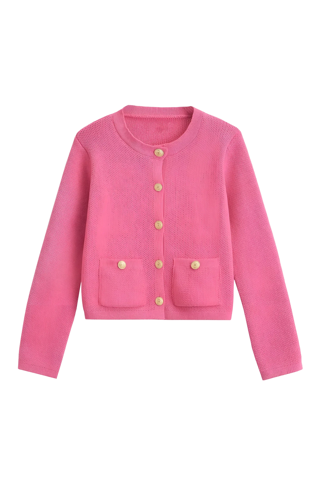 Damen-Strickjacke mit goldenen Knöpfen und Taschen – Aramilla