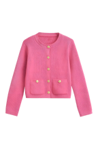 Damen-Strickjacke mit goldenen Knöpfen und Taschen – Aramilla