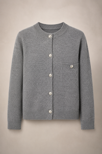 Damen-Strickjacke mit Knöpfen und Rundhalsausschnitt – Clémence