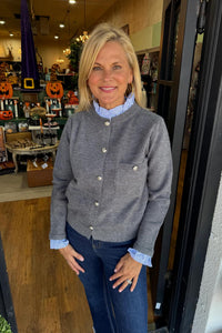 Damen-Strickjacke mit Knöpfen und Rundhalsausschnitt – Clémence