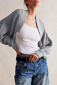 Cardigan femme en maille ajourée à manches amples - Solveig