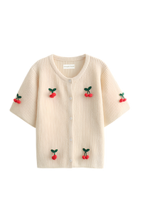 Cardigan femme à motifs de cerises, manches courtes - Culemena