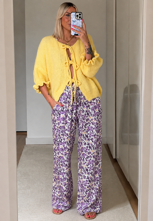 Damen-Strickcardigan mit Bändern vorne – Margaux
