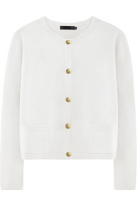Cardigan femme en maille, col rond, boutons, poches - Sorelia