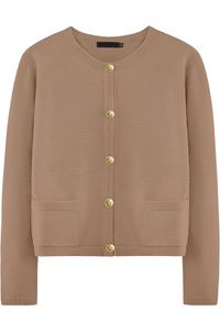 Cardigan femme en maille, col rond, boutons, poches - Sorelia