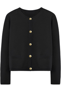 Cardigan femme en maille, col rond, boutons, poches - Sorelia