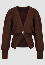 Damen-Strickjacke mit V-Ausschnitt, Schmuckknöpfen und tailliertem Schnitt – Vera