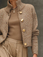 Elegante Strickjacke mit Stehkragen und Knöpfen – Kissa