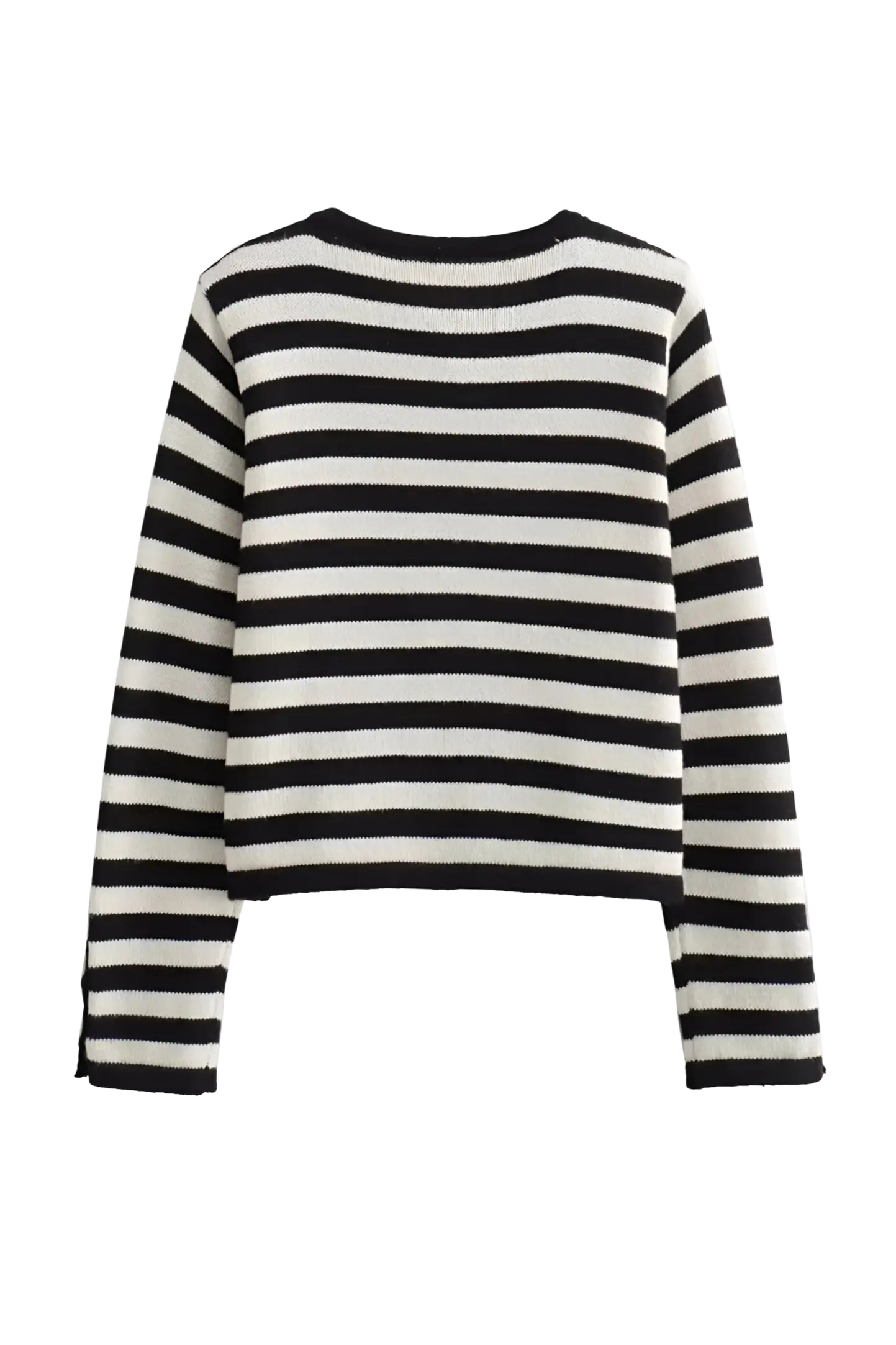 Damen-Strickjacke mit zweifarbigen Streifen, langen Ärmeln und Metallknöpfen – Liora