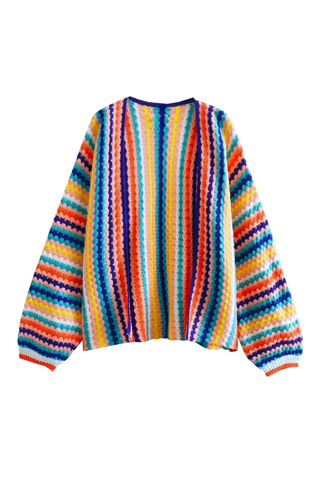 Mehrfarbiger, gestreifter Oversize-Strickcardigan – Lotte