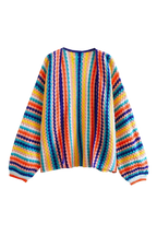 Mehrfarbiger, gestreifter Oversize-Strickcardigan – Lotte