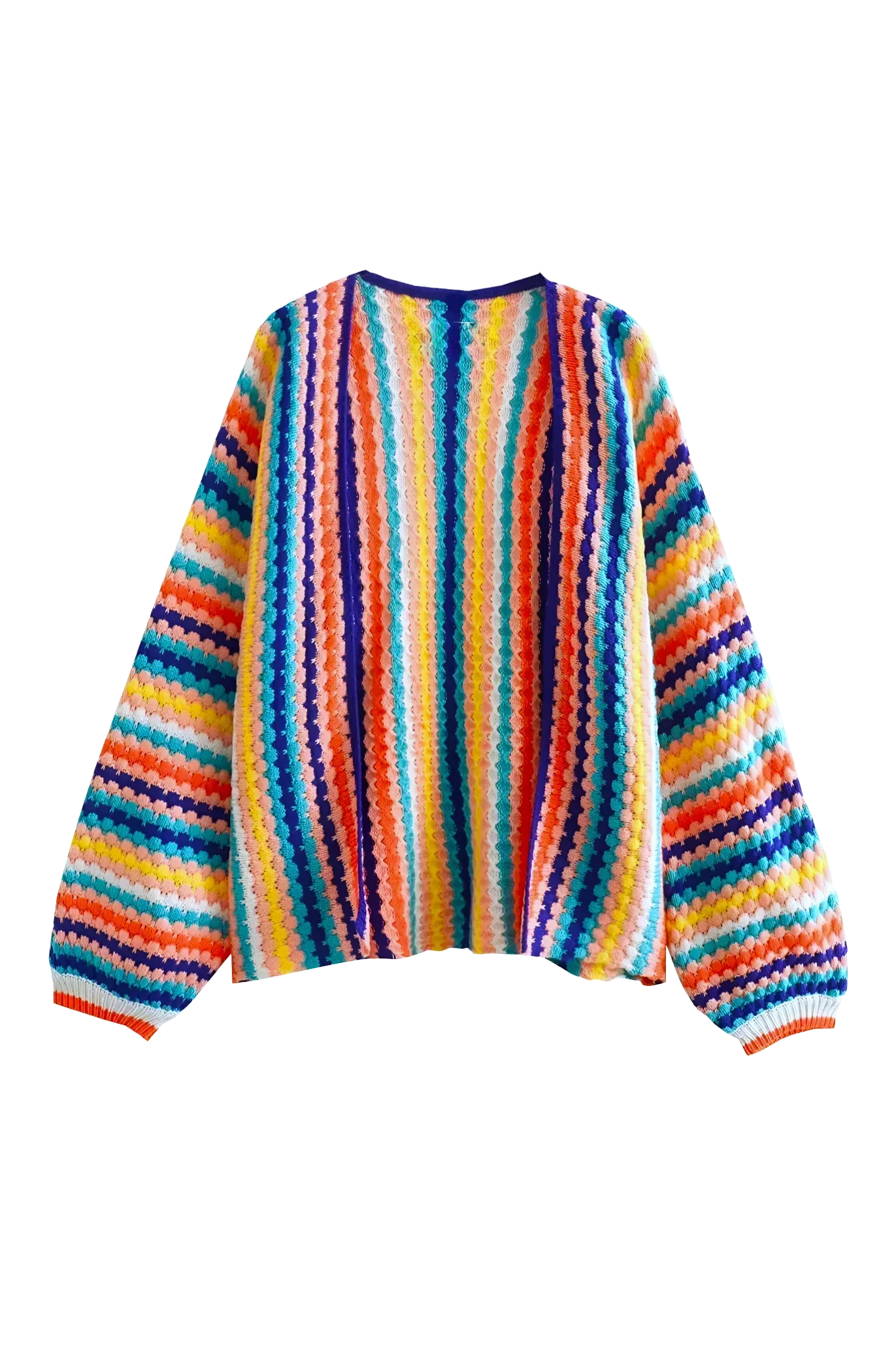 Mehrfarbiger, gestreifter Oversize-Strickcardigan – Lotte