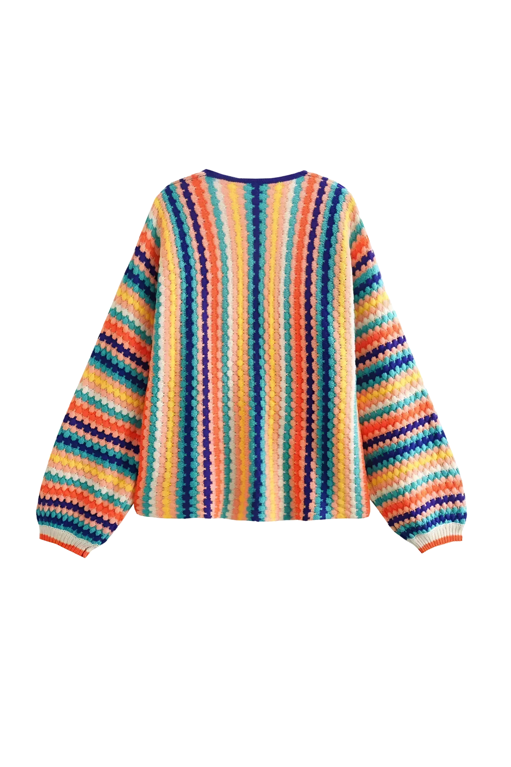 Mehrfarbiger, gestreifter Oversize-Strickcardigan – Lotte