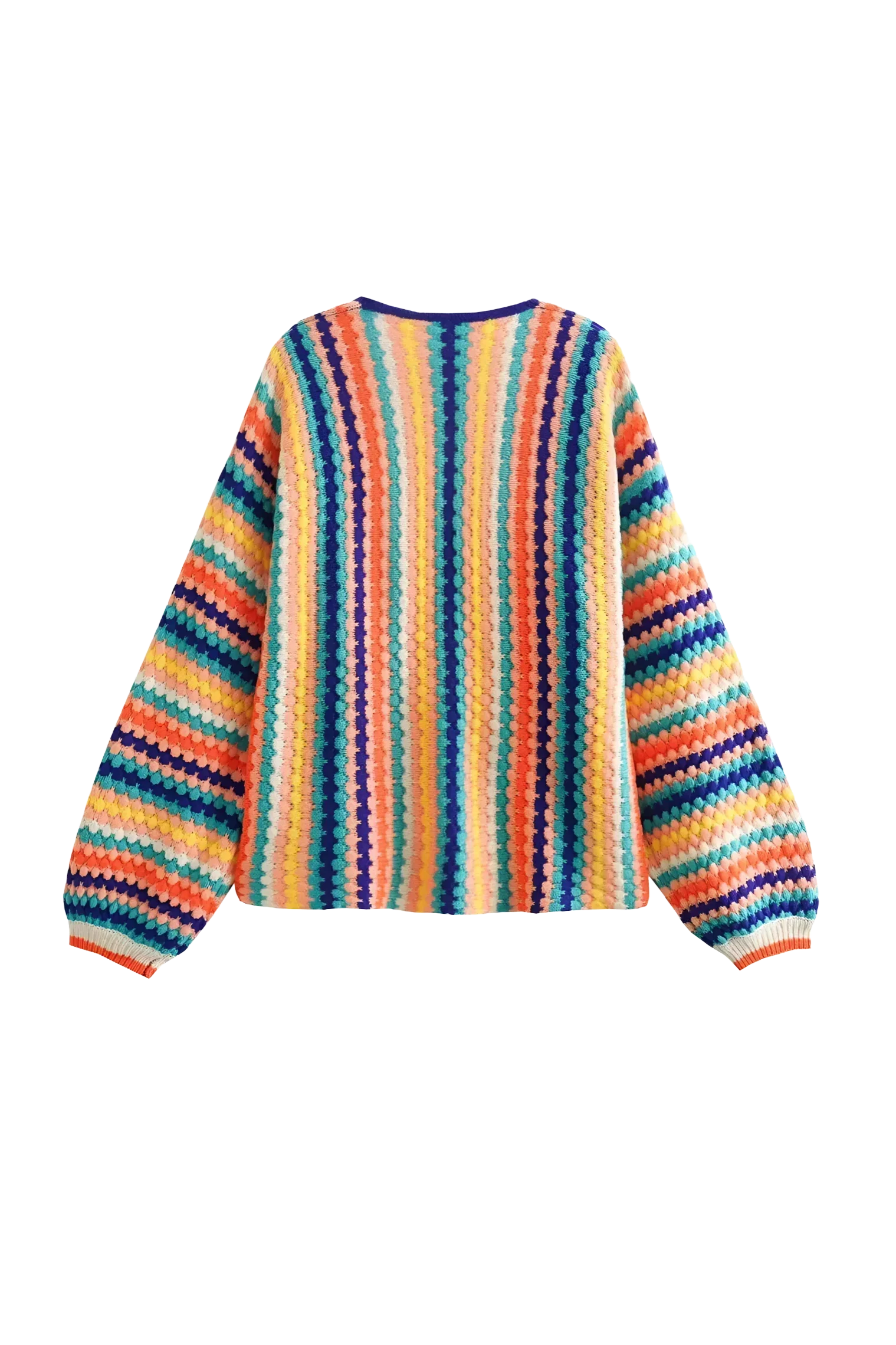 Mehrfarbiger, gestreifter Oversize-Strickcardigan – Lotte