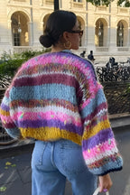 Oversize-Strickjacke aus grobem Strick mit bunten Streifen – Tifanny
