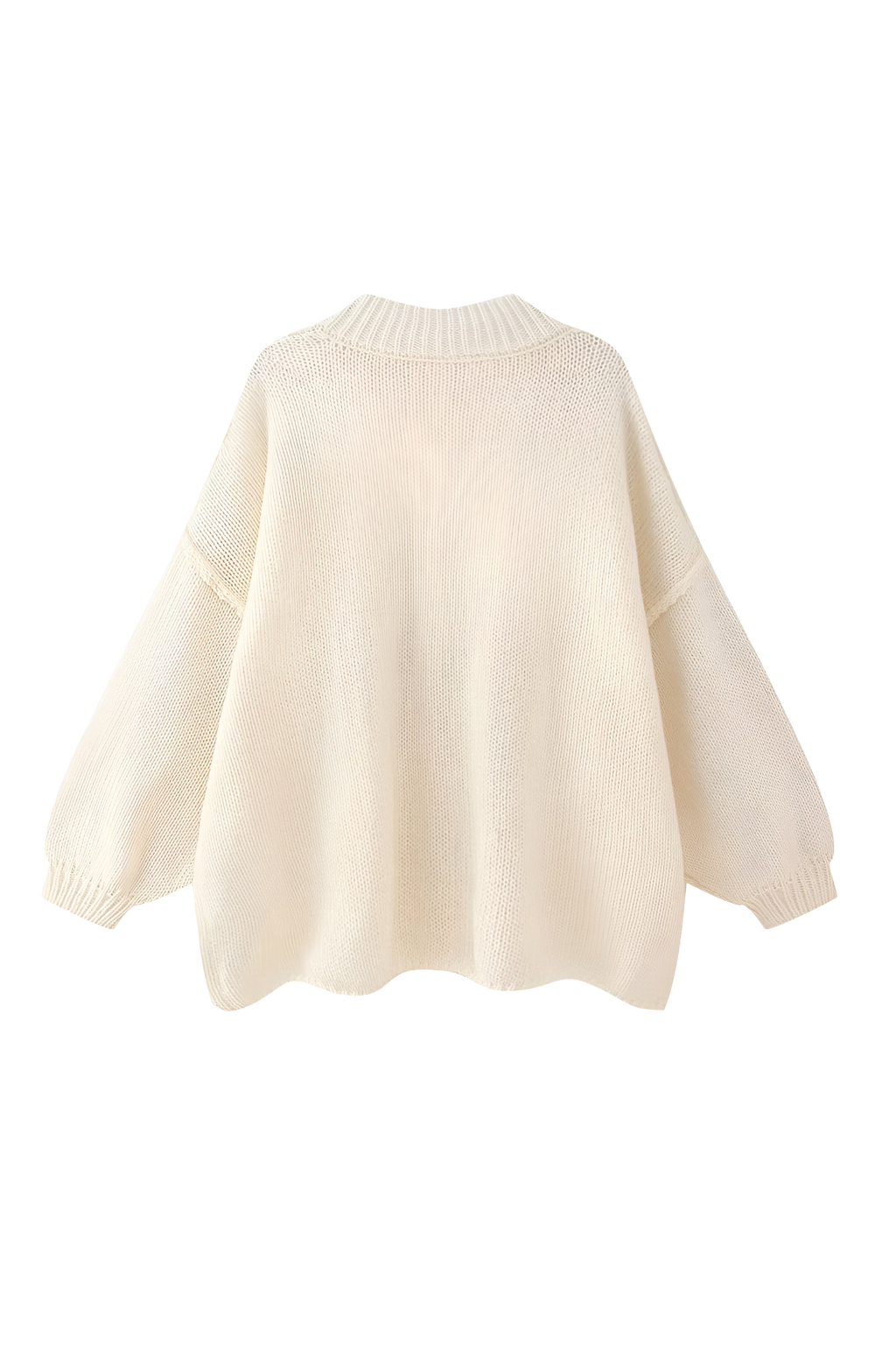 Oversize-Strickjacke mit grobem Strickmuster, Rollkragen und Metallknöpfen – Koranna