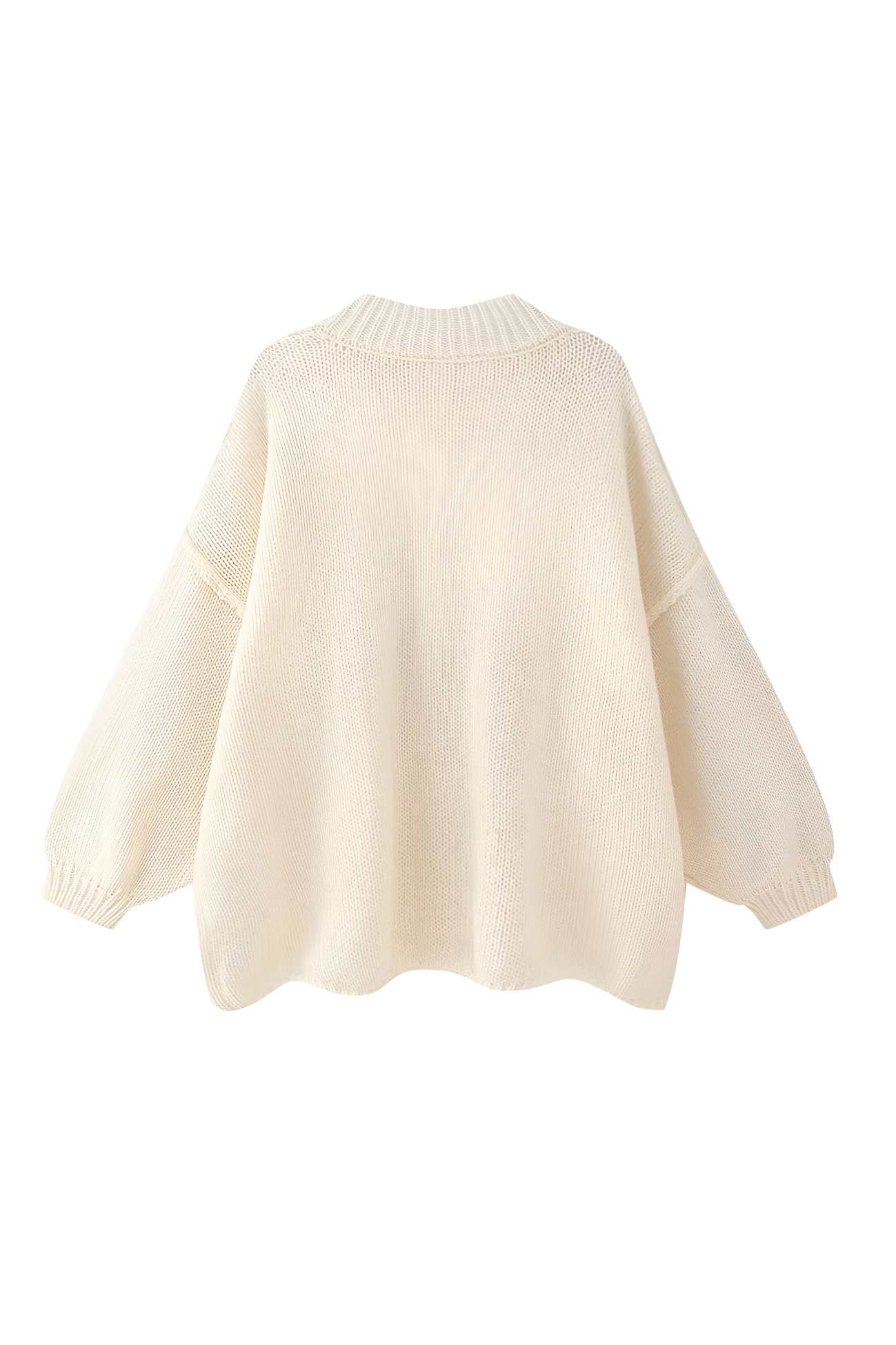 Oversize-Strickjacke mit grobem Strickmuster, Rollkragen und Metallknöpfen – Koranna