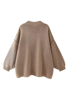 Oversize-Strickjacke mit grobem Strickmuster, Rollkragen und Metallknöpfen – Koranna