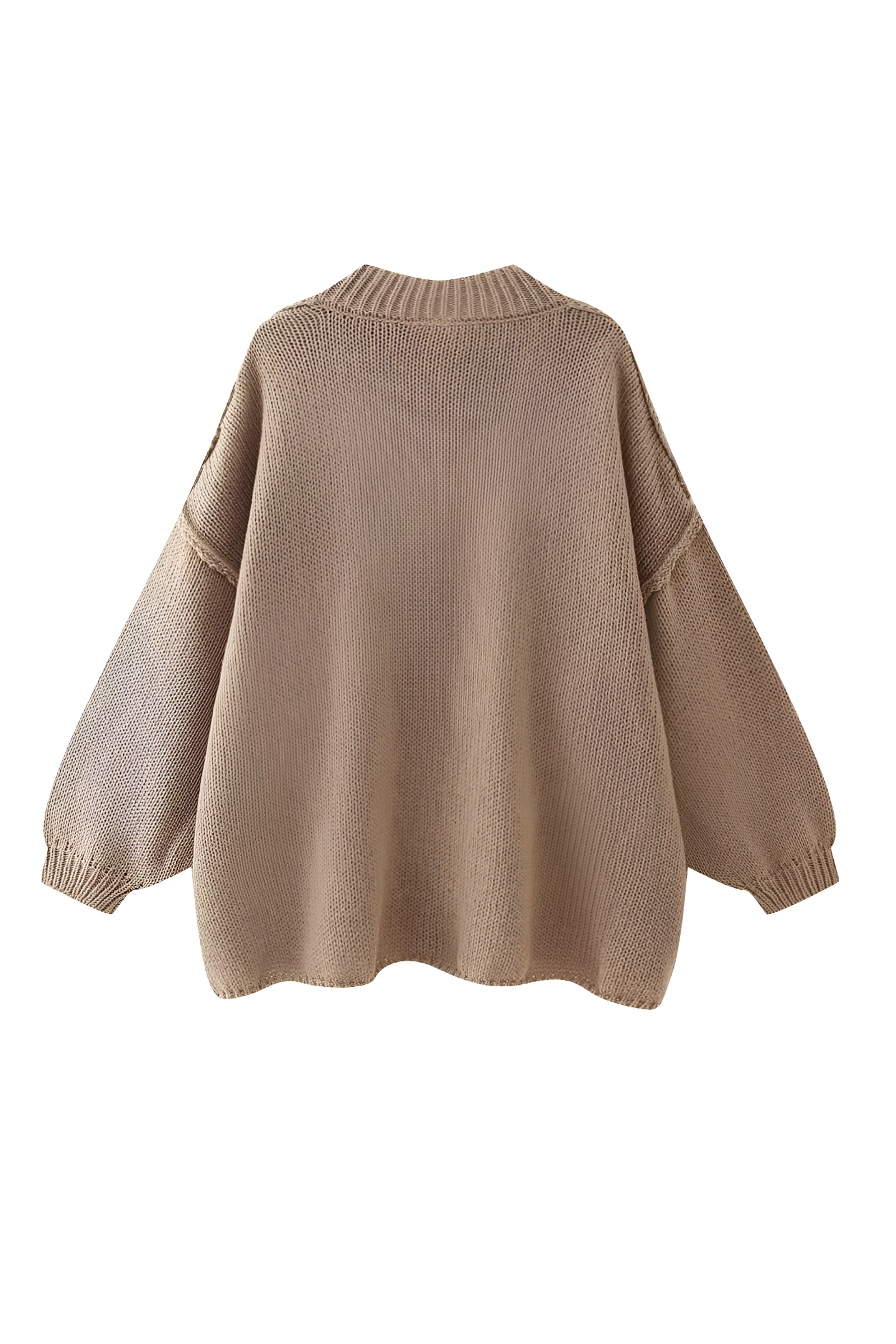 Oversize-Strickjacke mit grobem Strickmuster, Rollkragen und Metallknöpfen – Koranna