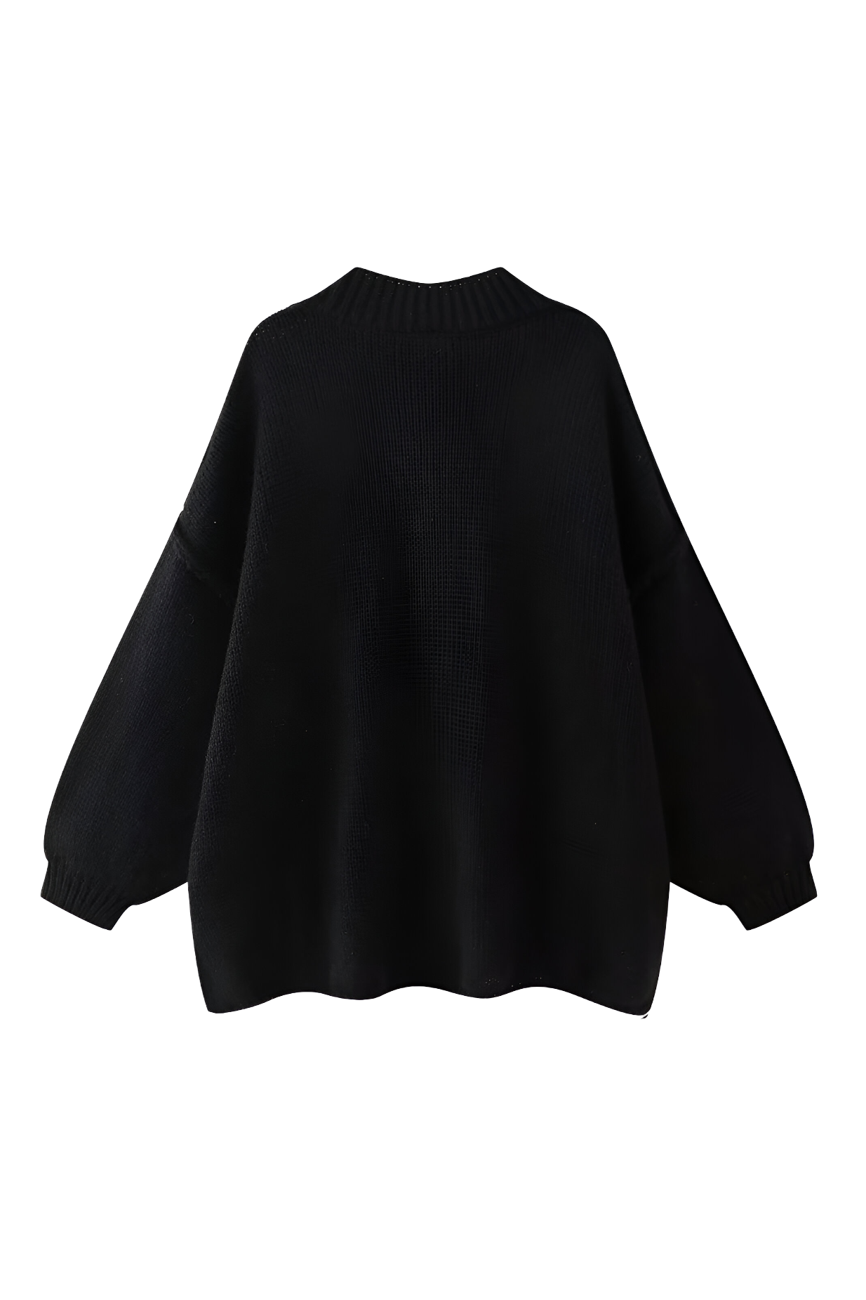 Oversize-Strickjacke mit grobem Strickmuster, Rollkragen und Metallknöpfen – Koranna