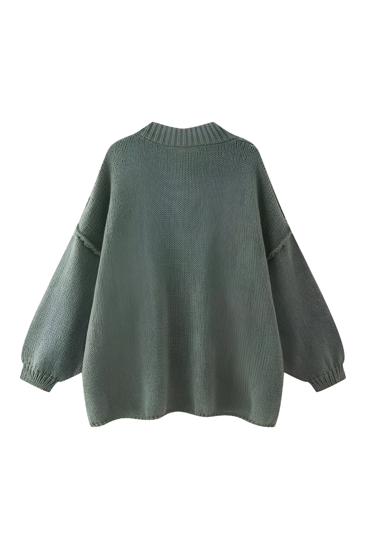 Oversize-Strickjacke mit grobem Strickmuster, Rollkragen und Metallknöpfen – Koranna