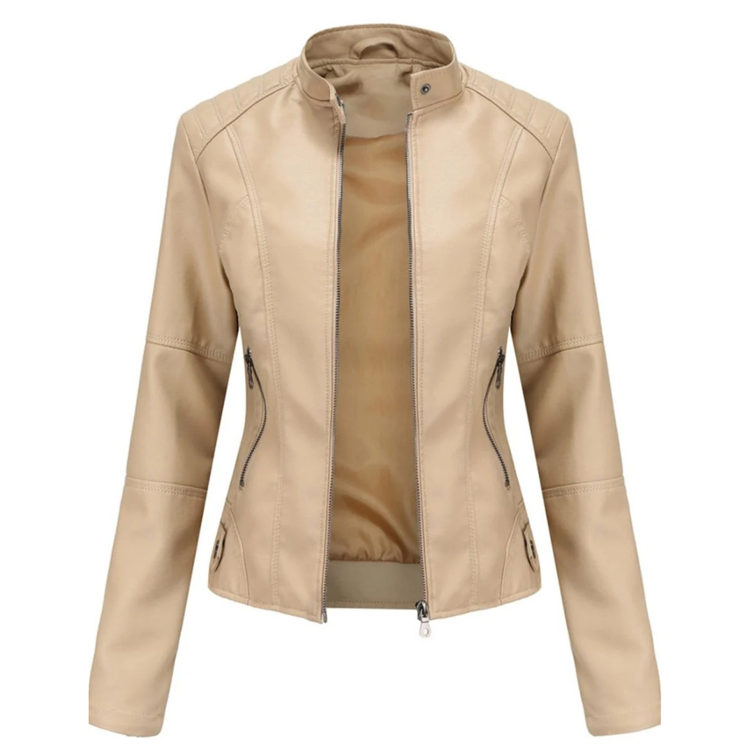 Bikerjacke in Lederoptik für Damen mit Stehkragen – Cleo