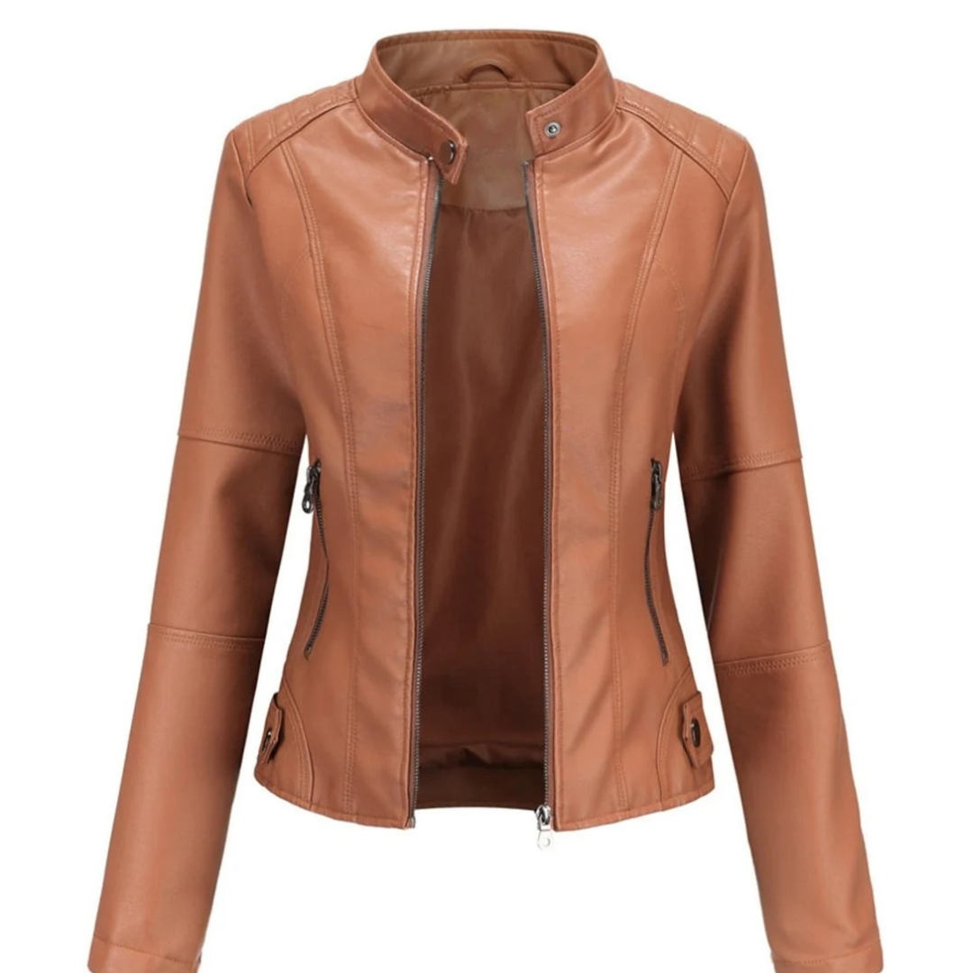 Bikerjacke in Lederoptik für Damen mit Stehkragen – Cleo