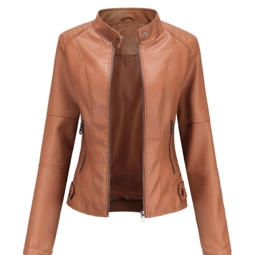 Bikerjacke in Lederoptik für Damen mit Stehkragen – Cleo