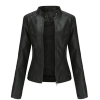 Bikerjacke in Lederoptik für Damen mit Stehkragen – Cleo