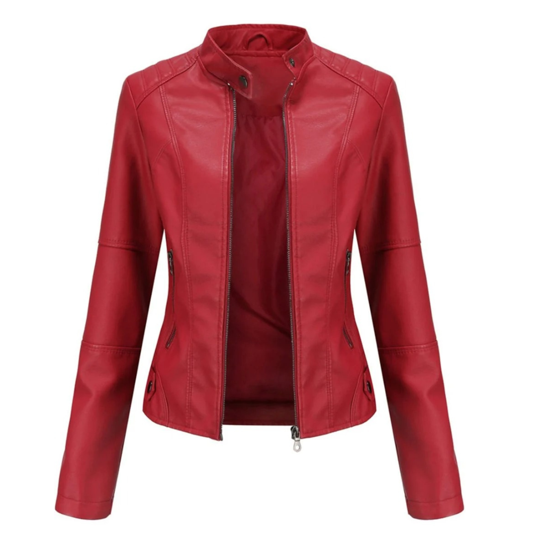 Bikerjacke in Lederoptik für Damen mit Stehkragen – Cleo