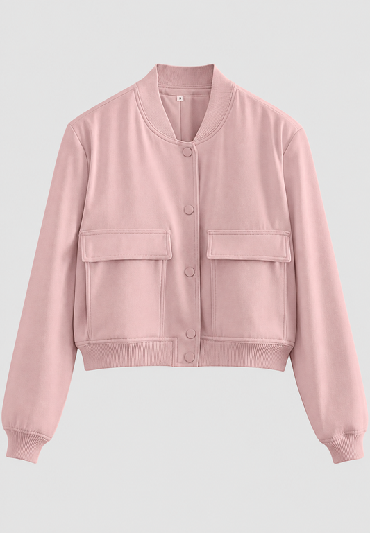 Blouson bomber court pour femme à boutons-pression - Mélisande