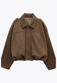 Blouson bomber femme effet daim à col chemise - Ottilie