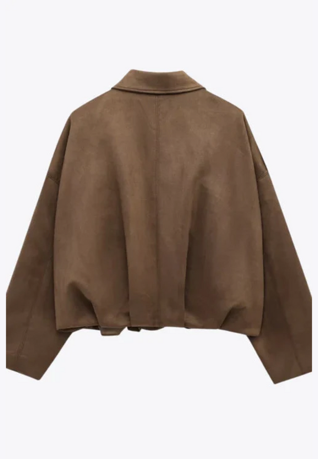 Blouson bomber femme effet daim à col chemise - Ottilie