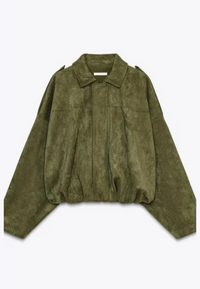 Blouson bomber femme effet daim à col chemise - Ottilie