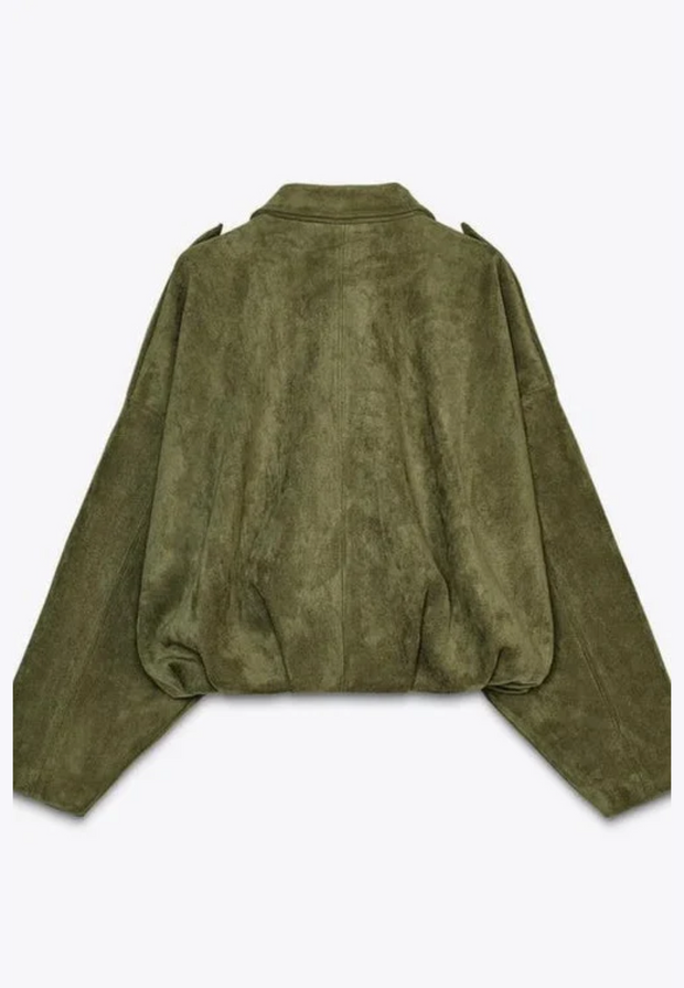 Blouson bomber femme effet daim à col chemise - Ottilie