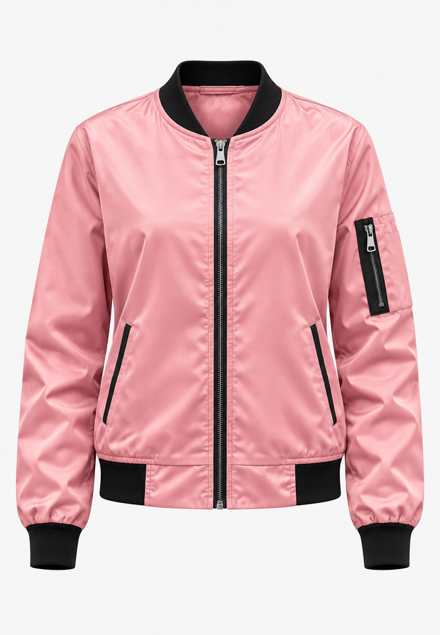 Damen-Bomberjacke mit Blumenmuster und Reißverschluss – Felicia