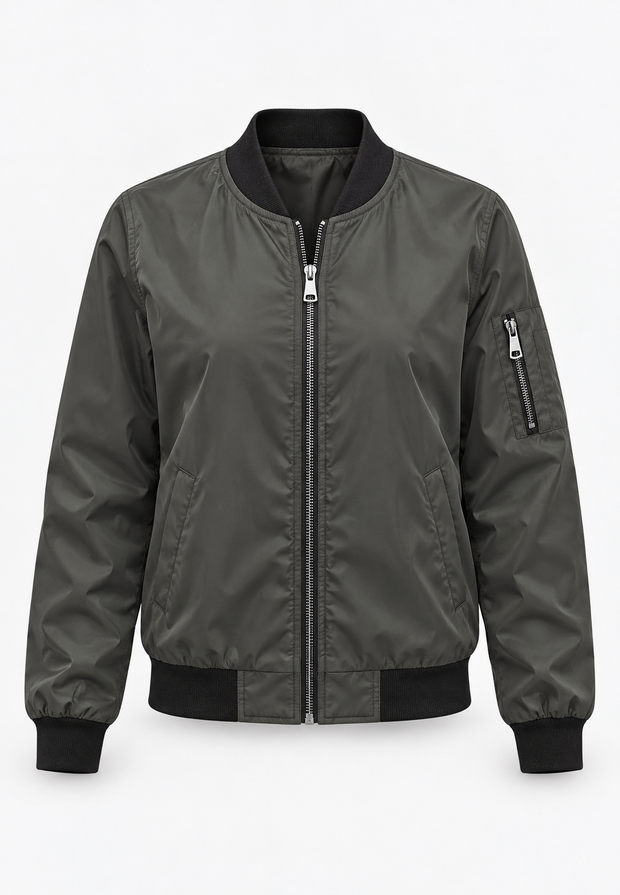Damen-Bomberjacke mit Blumenmuster und Reißverschluss – Felicia