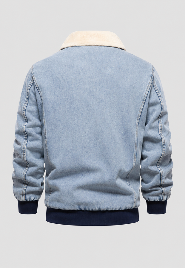 Veste bomber en jean avec doublure en polaire et fermeture éclair - Tobias