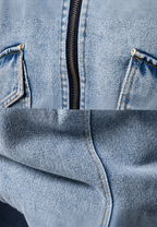 Bomberjacke aus Jeansstoff mit Lammfellfutter und Reißverschluss – Tobias