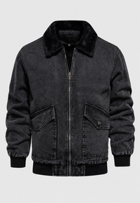 Veste bomber en jean avec doublure en polaire et fermeture éclair - Tobias