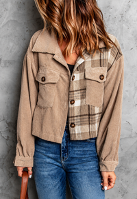 Korte Damenjacke aus Cord mit Karomuster – Isaline