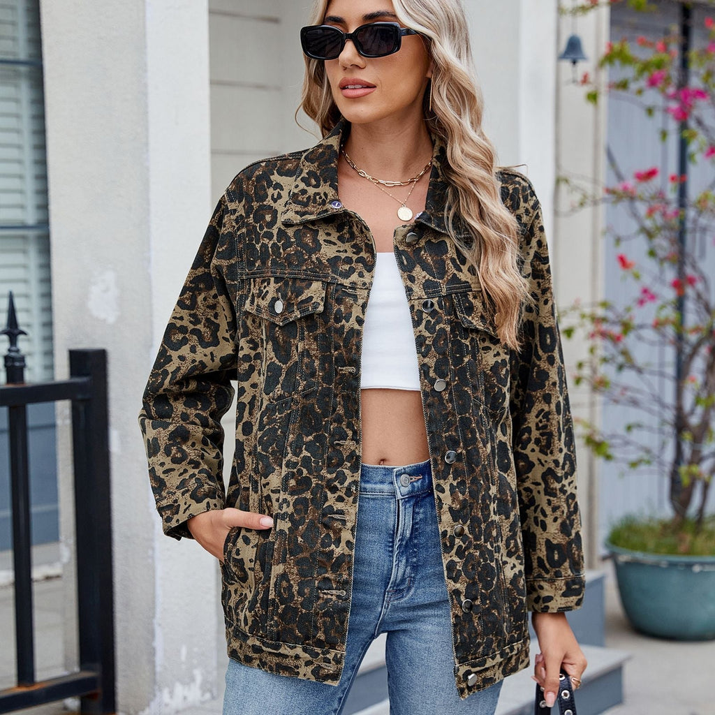 Oversize-Jeansjacke für Damen mit Animal-Print – Calista