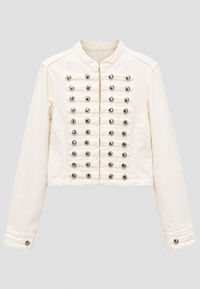 Damen-Jeansjacke mit Stehkragen und Metallknöpfen – Apolline