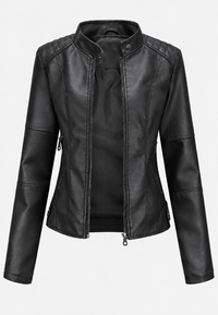 Damen-Jacke in Lederoptik mit Stehkragen, Taschen und Reißverschluss – Iseult