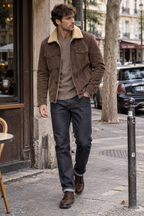 Herrenjacke in Wildlederoptik mit Futter in Lammfelloptik – Bruno
