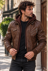 Blouson homme effet cuir à poches zippées - Dervan