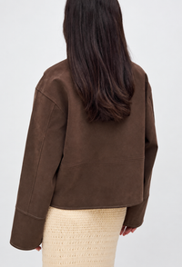 Blouson femme effet daim à coupe droite et zip - Hedvika