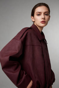 Blouson femme effet daim à col chemise - Alwina