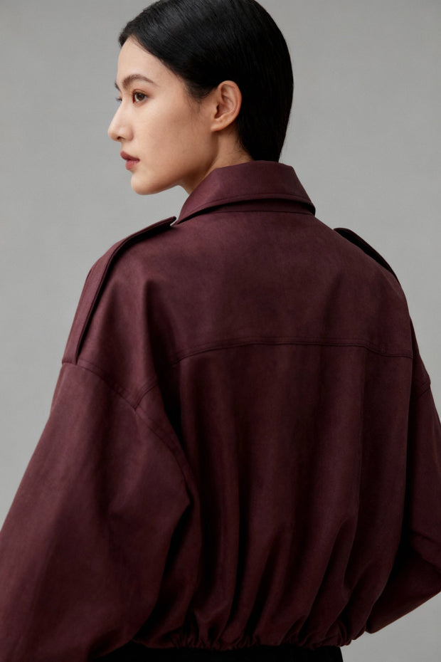 Blouson femme effet daim à col chemise - Alwina