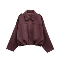 Blouson femme effet daim à col chemise - Alwina